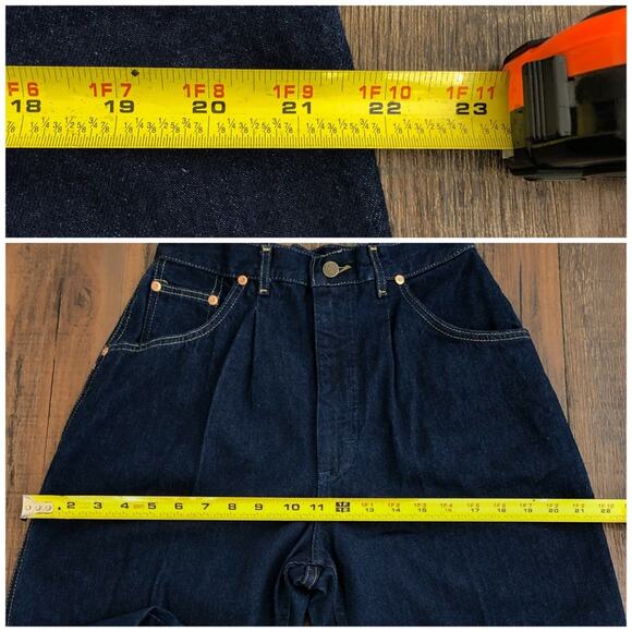 Lee VTG 80s Relaxed Tapered Ankle Pleated Jean Deadstock Size 10 Dark Blue - Picture 12 of 15